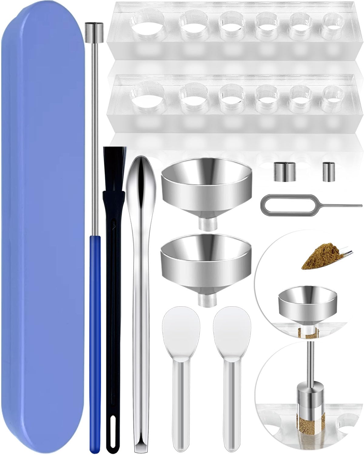 LELELUK Filling Tool Kit - Home & Lab Supplies with Micro Funnels & Lab Scoops - Complete Set with Instruction for Material Filling #000 00 0 1 2 3