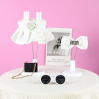 Doll Clothes 17cm White Outfits for Dolls Elegant Black Dress Hair Clips Glasses and Bag Exquisite Clothes Accessories Compatible with Doll (Style 4)