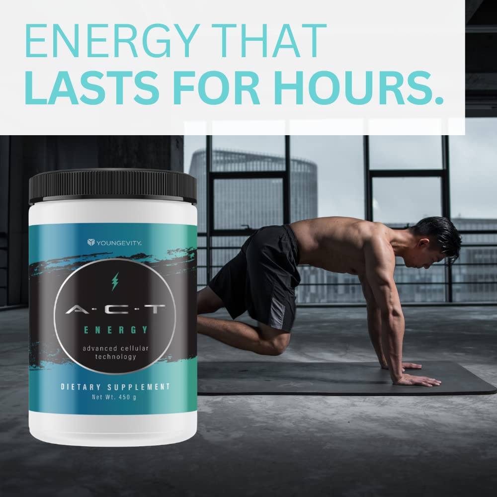 1 Canister ACT Energy Natural Healthy Energy Drink 40 Calories A.C.T. By Youngevity (Ships Worldwide) Net Wt. 450g