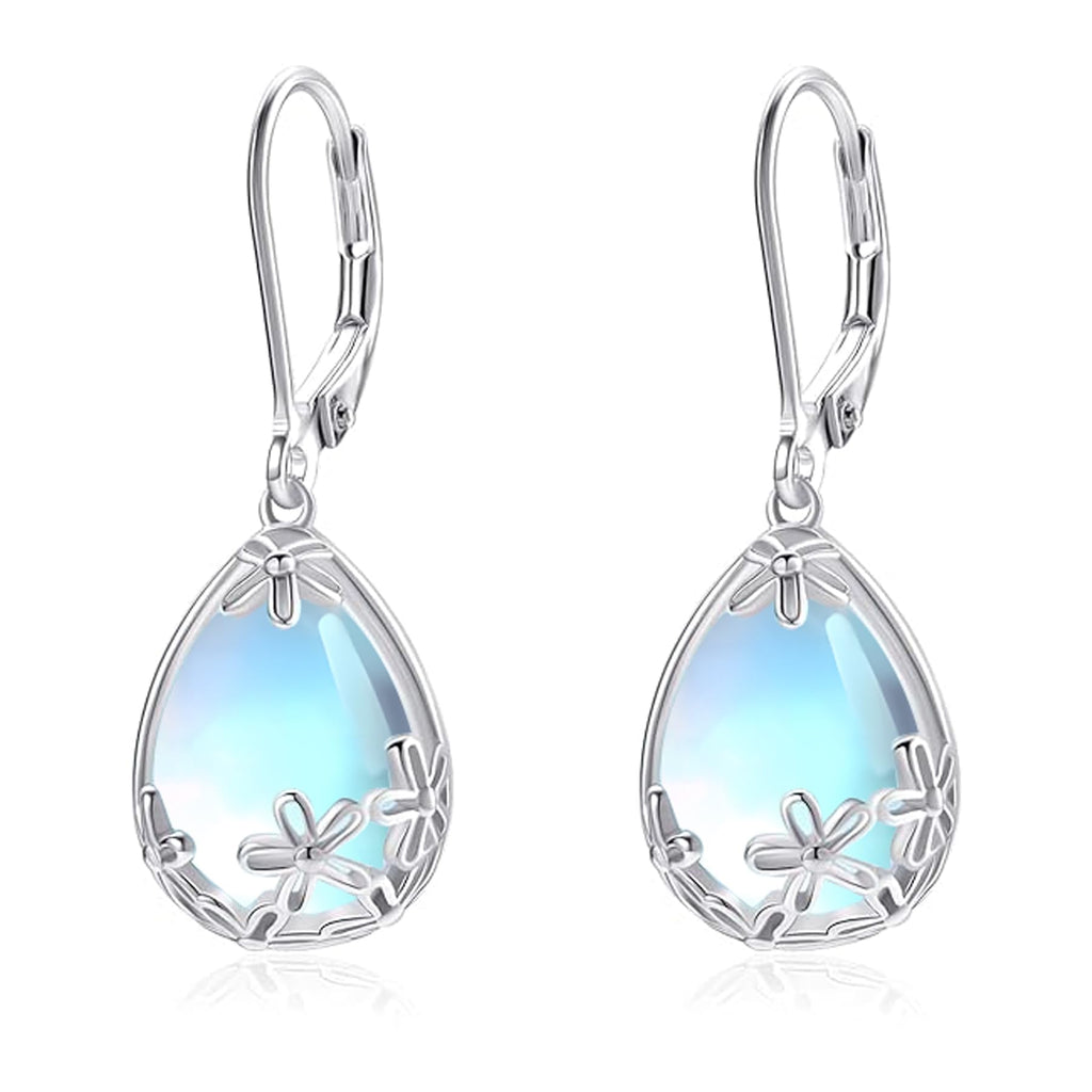 EVERU 925 Sterling Silver Moonstone Dangle Earrings Jewelry Gif for Women