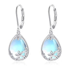 EVERU 925 Sterling Silver Moonstone Dangle Earrings Jewelry Gif for Women