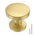 Goldenwarm 20 Pack Brushed Brass Cabinet Knobs Round Gold Drawer Knobs Kitchen Cabinet Handles Solid Zinc Alloy Pulls for Bathroom Dresser Hardware