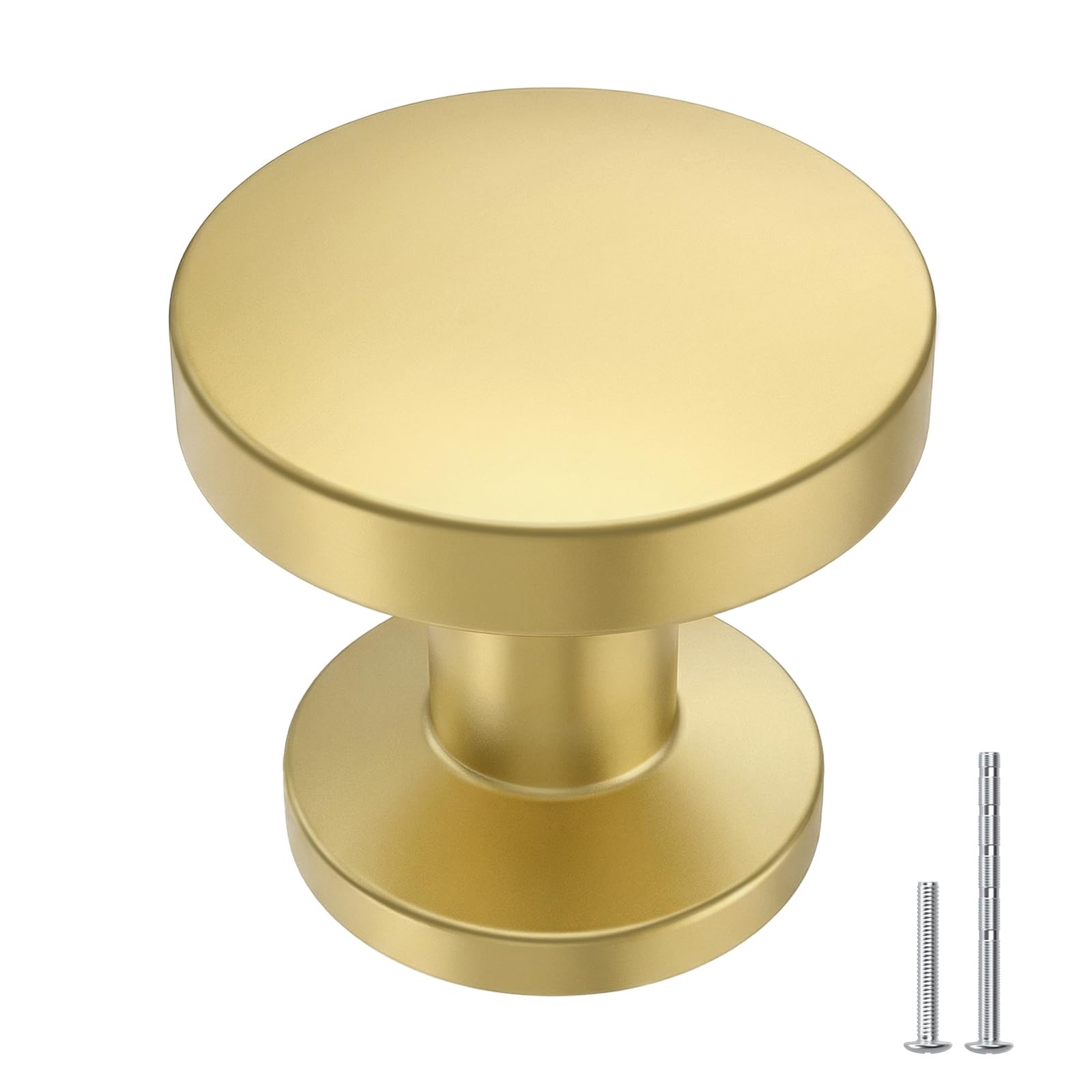 Goldenwarm 20 Pack Brushed Brass Cabinet Knobs Round Gold Drawer Knobs Kitchen Cabinet Handles Solid Zinc Alloy Pulls for Bathroom Dresser Hardware