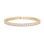 PAVOI CZ Classic Tennis Bracelet for Women, 14K Gold Plated, Yellow Gold