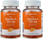 Amazon Basics Kids' Vitamin C 125mg Gummies, Orange, Immune Health, 2 Month Supply (Previously Solimo) 60 Count (Pack of 2)