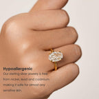 Michooyel 4.0ct Oval Cut Women's Engagement Ring Gold Plated Simulated D Color VVS Promise Ring Wedding Ring for Women 925 Sterling Silver