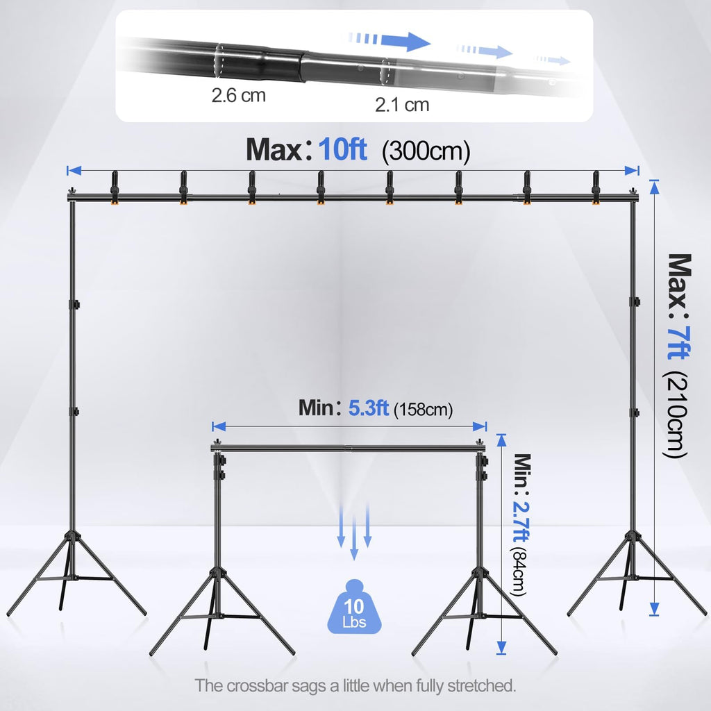 EMART Backdrop Stand 10x7FT Adjustable Back Drop Stand for Party Photoshoot