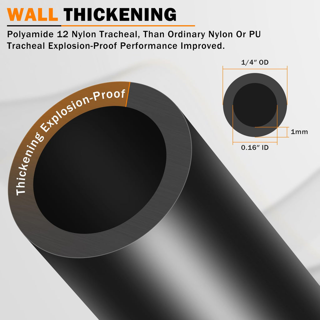 CheeMuii 300 FT 1/4" DOT Air Line 1/4 PA12 Nylon Pneumatic Tubing 91 Meter 1/4 Inch OD Pneumatic Air Tubing Pipe Hose Line for Semi Truck Trailer or Industrial Air System