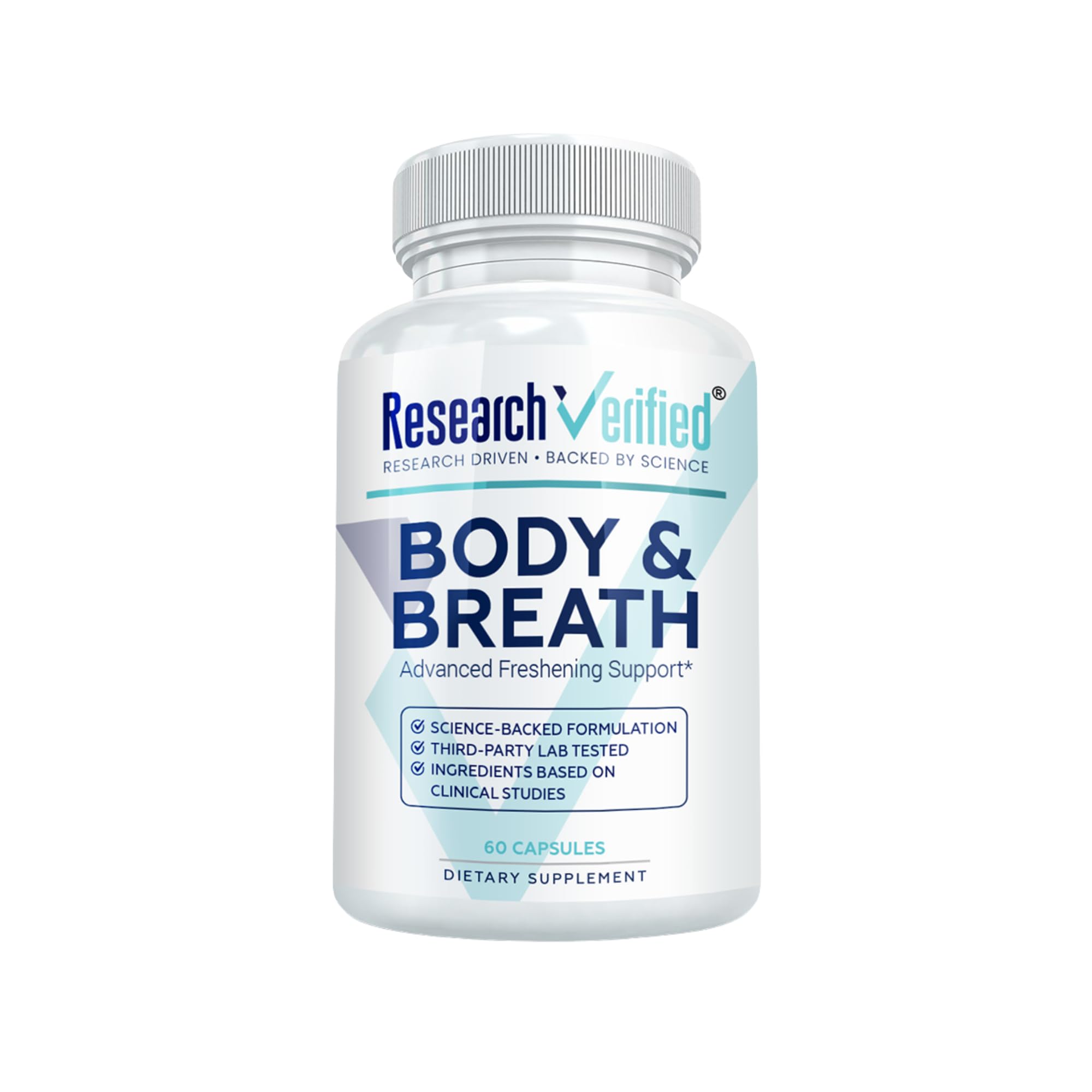 Research Verified Body & Breath Natural Deodorant & Freshener - Bad Breath & Body Odor Supplement - 60 Capsules (1 Month Supply)