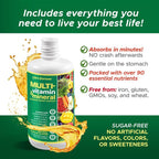 Life's Fortune Liquid Multivitamin for Adults Men & Women, Teens – High Absorption Daily Vitamins – Trace Minerals, Amino Acids with Biotin, L-Arginine, Potassium – Tropical Flavor, Sugar Free, 32 oz