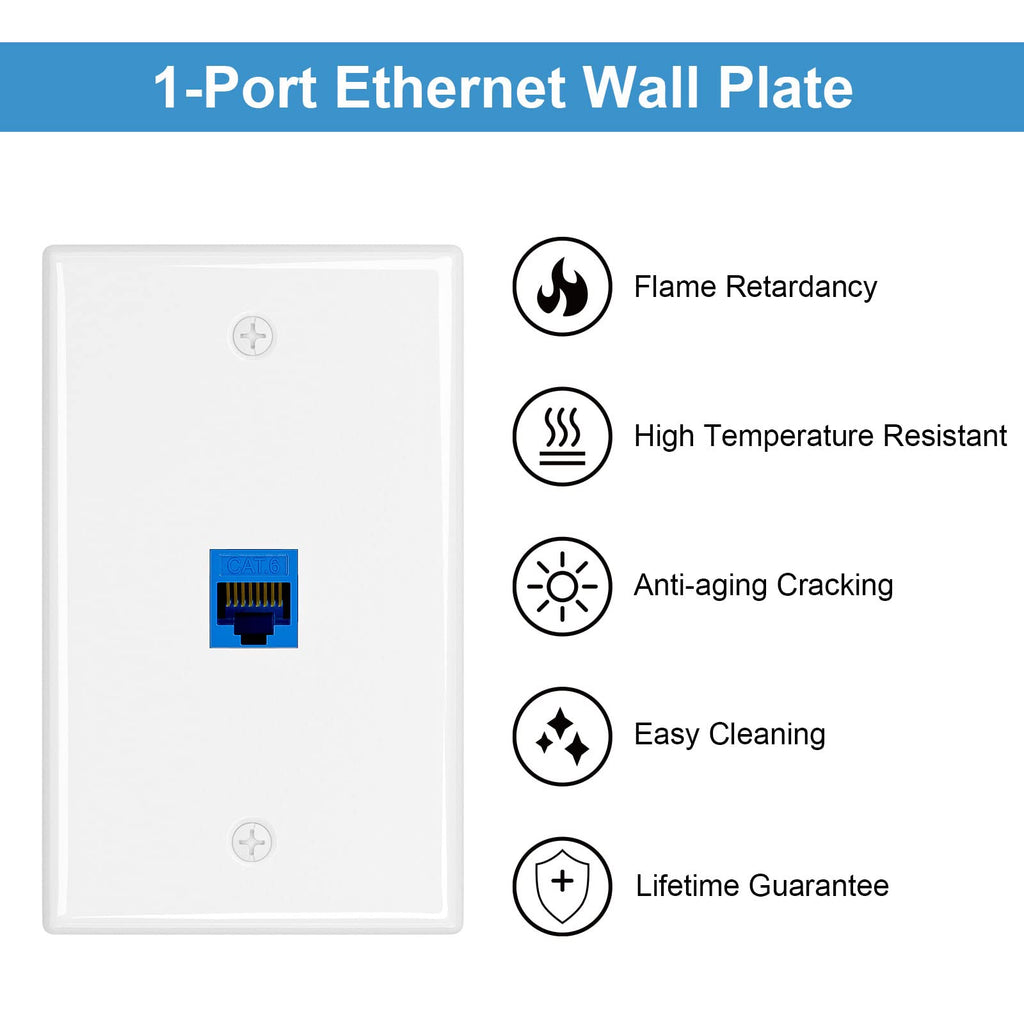 iwillink (10-Pack) Ethernet Wall Plate, 1-Port Keystone Jack Wall Plate with RJ45 Keystone Inline Coupler insert, Female to Female Cat6 Wall Plate, Blue