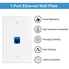 iwillink (10-Pack) Ethernet Wall Plate, 1-Port Keystone Jack Wall Plate with RJ45 Keystone Inline Coupler insert, Female to Female Cat6 Wall Plate, Blue