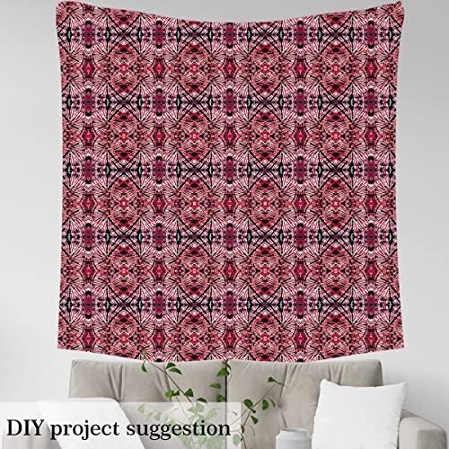 Feelyou Tie Dye Fabric by The Yard, Boho Trippy Swirl Upholstery Fabric for Chairs Sofa Couch, Bohemian Gypsy Hippie Tie Dye Outdoor Fabric Waterproof, 3 Yards, Red Black