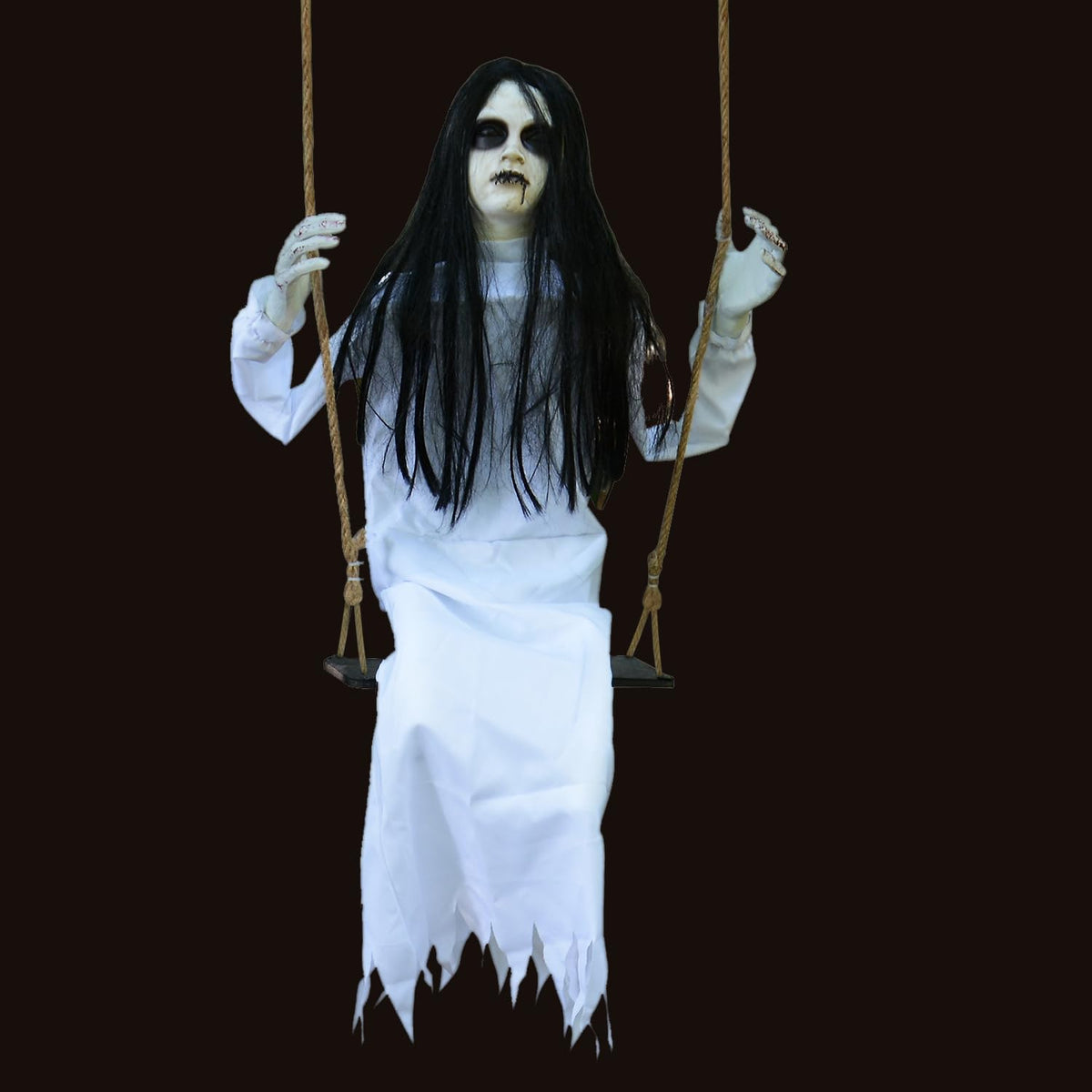 PARTYGEARS Halloween Decorations Props Hanging Swinging Girl with Creepy Expressions, Hanging Ghosts The Best Indoor and Outdoor Scary Decorations for Halloween(White)
