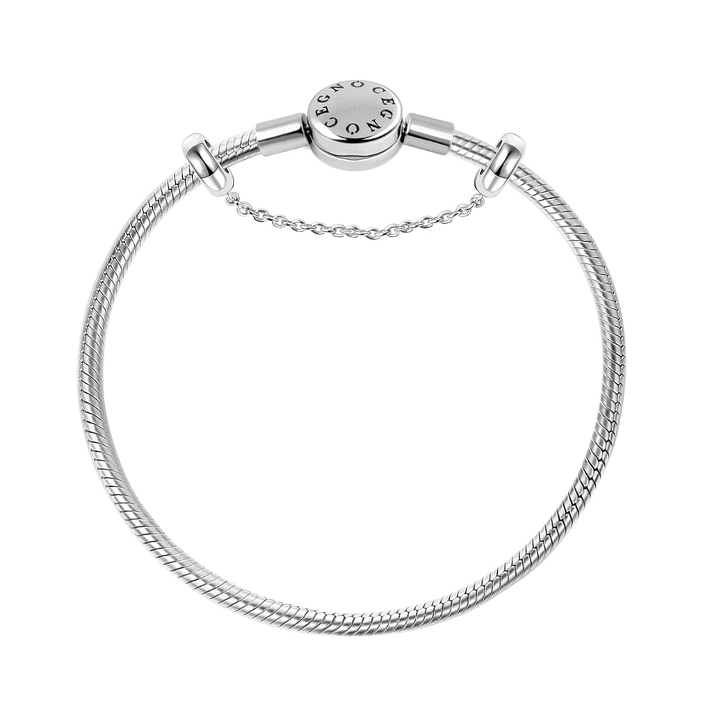 GNOCE Stainless Steel Snake Chain Charm Bracelet W/Safety Gift for Women(7.5in)