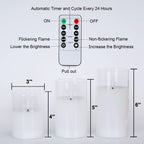 Amagic White Glass Flameless LED Candles Battery Operated with Remote Timer