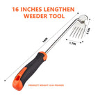 2 Pack Weed Remover Tool, 16 Inch Extended Handle 5 Teeth Weed Puller Tool, Heavy Duty Deweeder Tool Manual Weeding Uprooting for Garden Yard Lawn Farm Root Removal