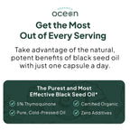 Organics Ocean Better Black Seed Oil Cold Pressed - Pure Nigella Sativa Oil for Immune Support - 5% Thymoquinone - Support Memory, Vitality, and Cellular Health