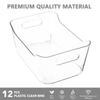 Tiawudi 12 Pack Plastic Storage Bins, Multi-Use Organizer Bins, Pantry Organizer, Clear Storage Containers for Home, Kitchen, Office, Cabinet, Shelf and Fridge Organization
