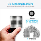 Rosjoy 1700 Dots 3mm 3D Scanning Markers for 3D Scanner, High Precision Tracking & Positioning Dots for 3D Scan, (17 Sheets)