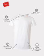 Hanes Mens Cotton, Moisture-wicking Crew Tee Undershirts, Multi-packs, White - 6 Pack, Medium US