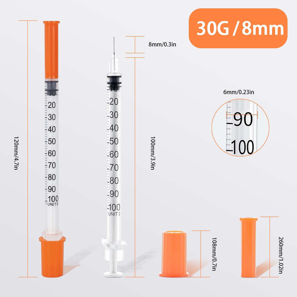 1ml Syringes with 30G 5/16" (8mm) Needle, Individual Wrapped, 30PACK (1CC 30G 5/16"-30PACK)