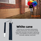 Aisenth Telescopic Retractable White Cane for Blind-Foldable Mobility Stick with Wrist Strap&Storage Pouch,Non-Slip Sweat-Absorbent Handle,Fixed Alloy Tip|Lightweight Portable Blind Walking Cane Stick