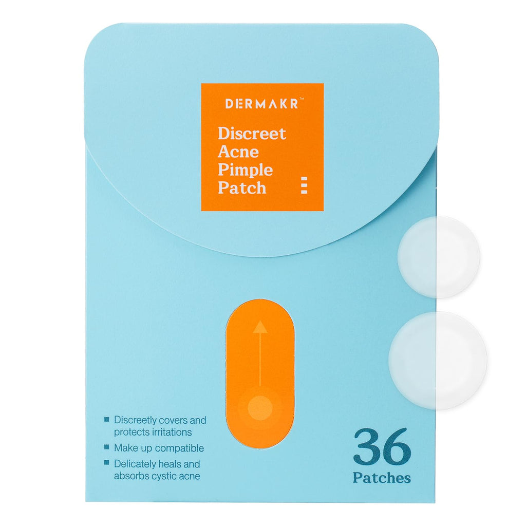 DERMAKR Discreet Acne Pimple Patch | Spot Cover & Treatment Solution Cystic Acne & Pimple | Hydrocolloid Facial Stickers | Waterproof Patches Invisibly Cover Pimples (4packs)