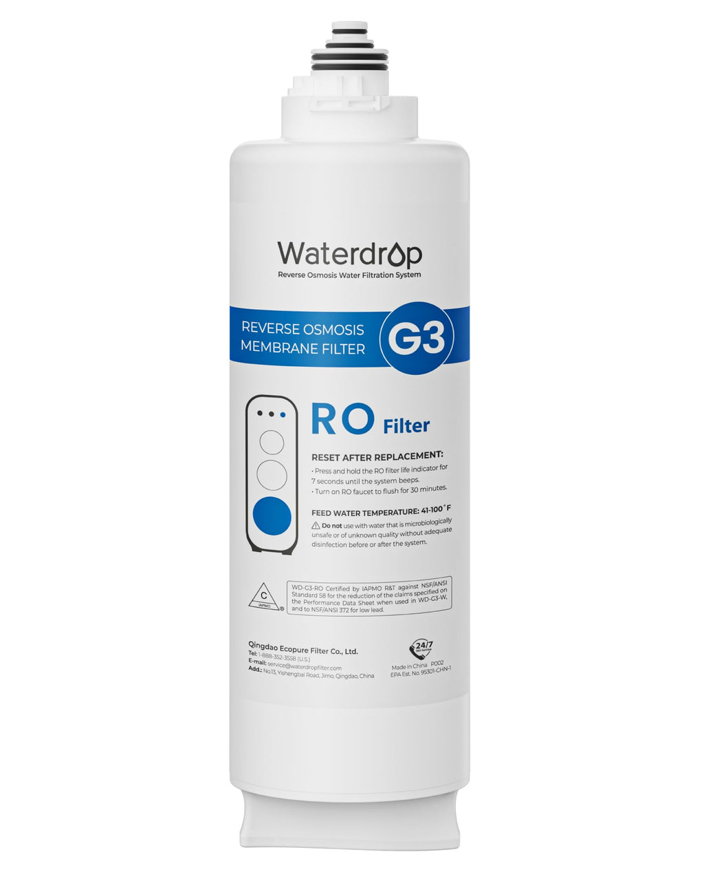 Waterdrop G3-N2RO Filter, Replacement for Waterdrop G3-W 400 GPD Reverse Osmosis System, Reduce PFAS, 2-year Lifetime