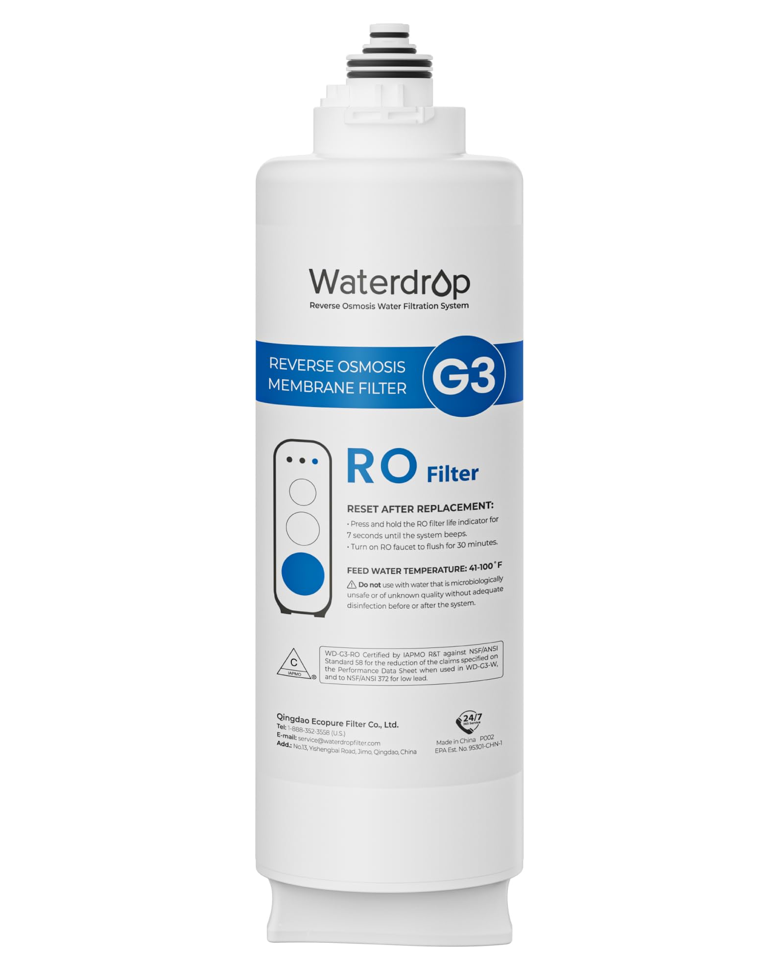 Waterdrop G3-N2RO Filter, Replacement for Waterdrop G3-W 400 GPD Reverse Osmosis System, Reduce PFAS, 2-year Lifetime