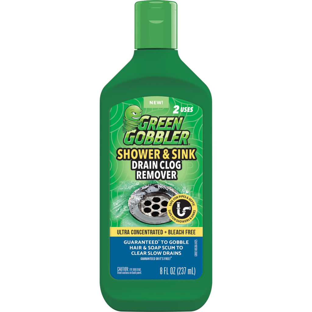 Green Gobbler Ultra Concentrated Drain Clog Remover & Cleaner | Powerful Hair, Grease & Soap Dissolver for Bathroom, Kitchen, Shower, Sink & Toilet | Safe for Pipes & Septic Systems