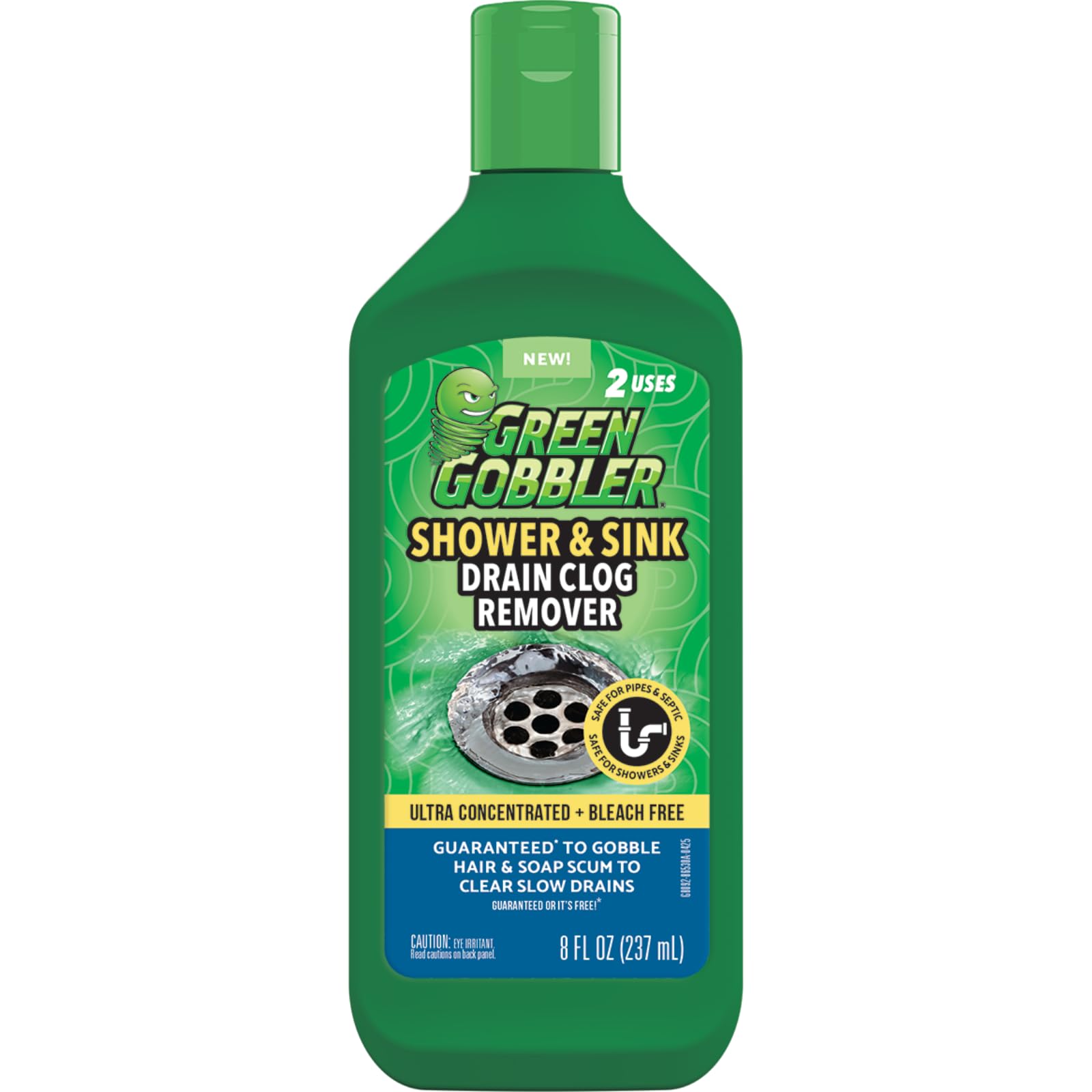 Green Gobbler Ultra Concentrated Drain Clog Remover & Cleaner | Powerful Hair, Grease & Soap Dissolver for Bathroom, Kitchen, Shower, Sink & Toilet | Safe for Pipes & Septic Systems