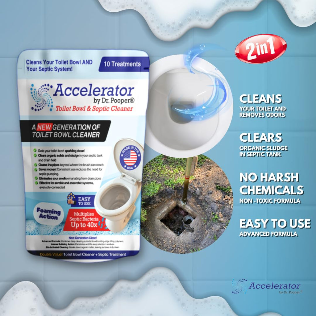 Dr. Pooper Toilet Bowl & Septic Tank Cleaner—Powerful Stain Remover & Odor Eliminator—Bio-Activated Formula for Deep Cleaning & Septic Maintenance—Safe for Pipes & All Plumbing Systems