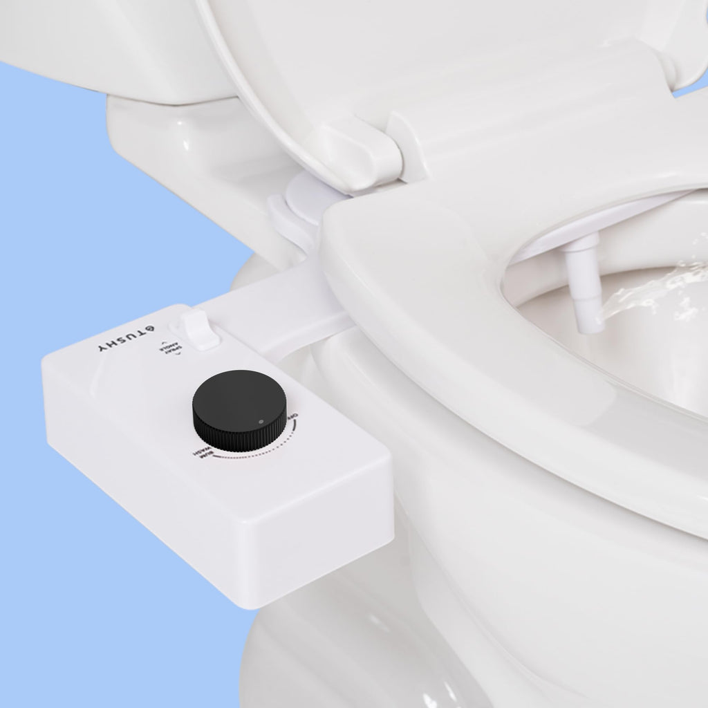 TUSHY Classic 3.0 Bidet Toilet Seat Attachment - a Non-Electric Self Cleaning Water Sprayer with Adjustable Water Pressure Nozzle, Angle Control & Easy Home Installation (White/Matte Black)