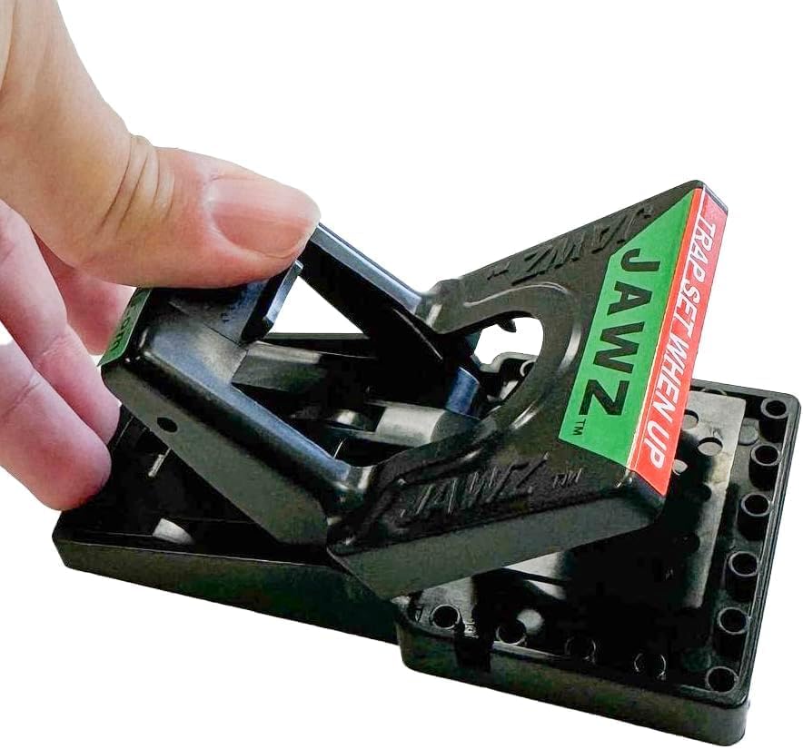 JT Eaton 409 Jawz Indoor Plastic Mouse Trap for Solid or Liquid Bait, Instant Kill Mouse Traps, No-Touch Disposal with Trap Set Indicator 12-Pack
