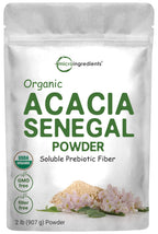 Micro Ingredients Organic Acacia Senegal Fiber Powder, 2 lb | Instant Soluble Fiber | Plant-Based Prebiotic for Gut & Digestive Health | Non-GMO, Gluten-Free, Vegan