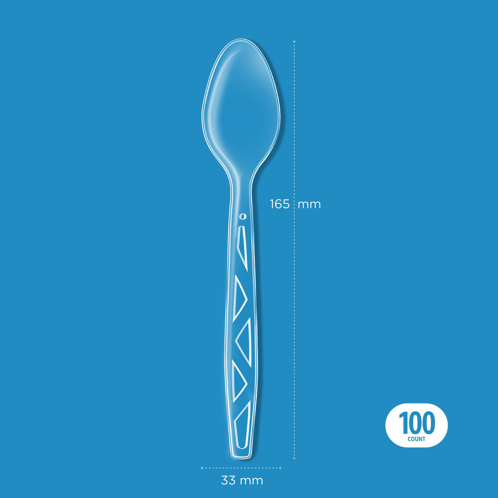 Amazon Basics Disposable Clear Plastic Spoons, Premium Quality, BPA Free, Strong, 100 Count