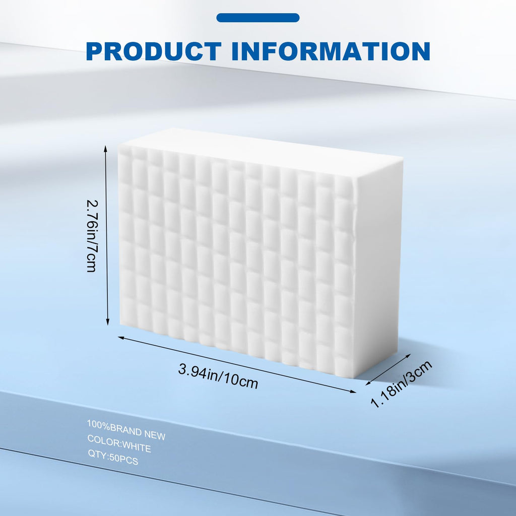 Dr.Wow 50 Ct Thick Melamine Sponges 1.18in - Sink, Bathtub & Tile Cleaner(Ultra-Durable)