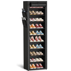 Kitsure 10-Tier Shoe Rack with Cover, Vertical Shelf, 17.5" Wide, Black