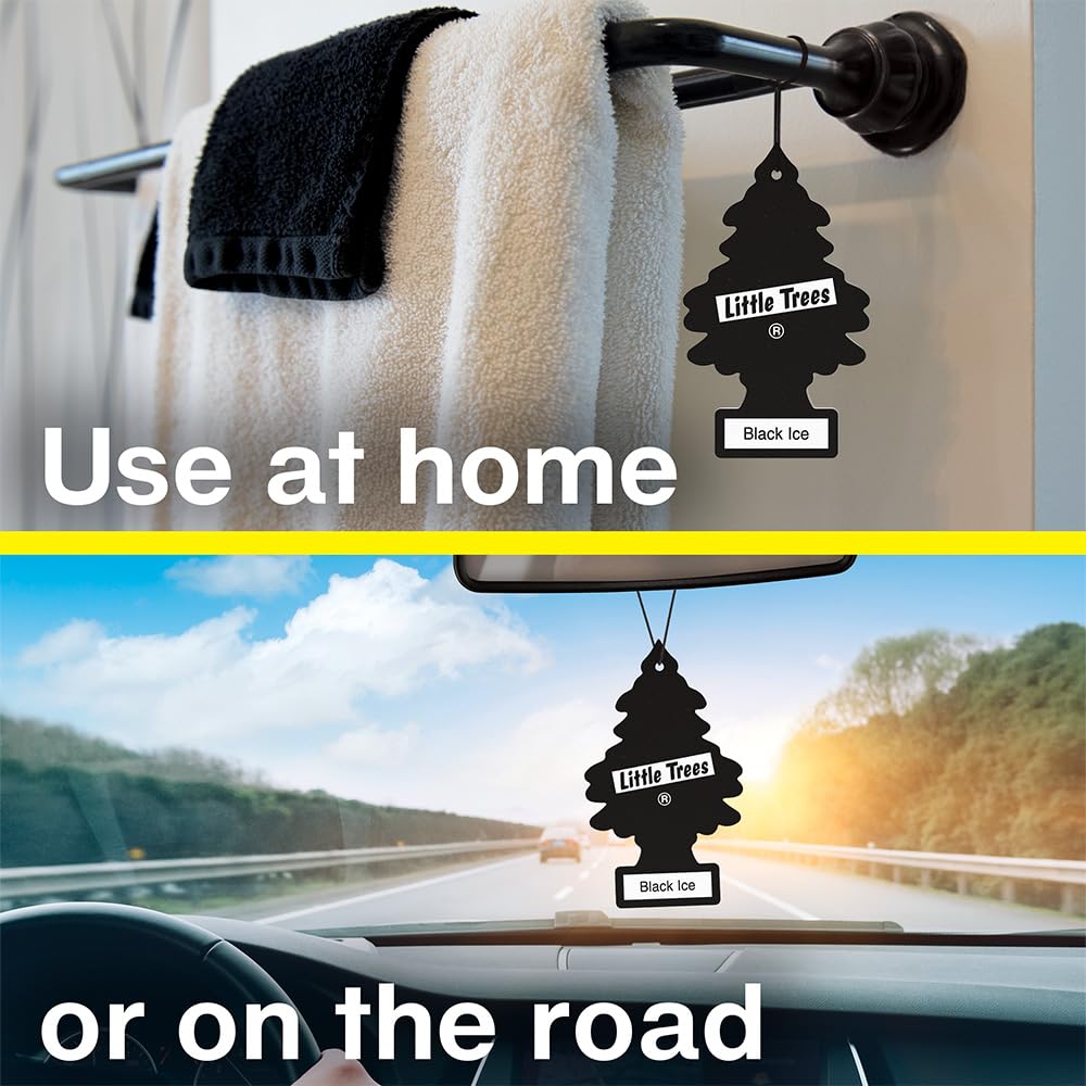 LITTLE TREES Car Air Freshener | Hanging Tree Provides Long Lasting Scent for Auto and Home | 24 Air Fresheners |Black Ice