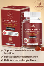 Dr. MarieM MangaZinc+ Gummies – Manganese + Zinc for Nerve Function, Cognitive Support & Immune Health – Apple Flavor – 60 Gummies