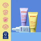 BYOMA So Bright Set - Barrier Repair Skincare Set for Brighter Skin - Creamy Jelly Cleanser, Brightening Face Serum & Ceramide Face Moisturizer - Alcohol Free Skin Care - 30ml, 15ml, 15ml