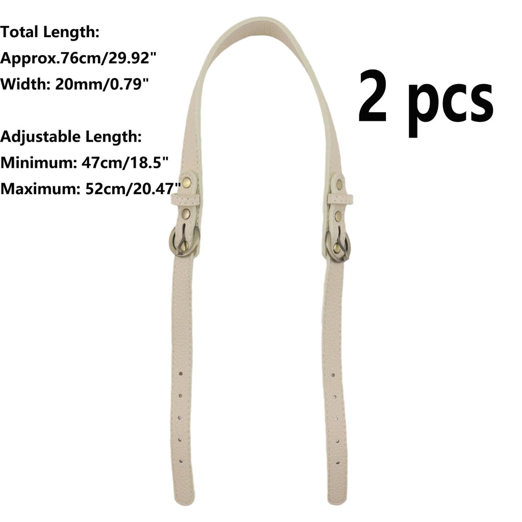 Semetall 2pcs Adjustable Handbag Straps - PU Leather Replacement Shoulder Strap Set for Purses, Totes, Bags (Beige)