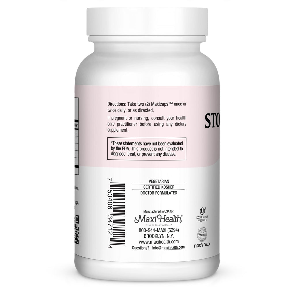 Maxi Health Stomach Soothe – Full Spectrum Acid Soothe Formula for Occasional Digestive Concerns & Stomach Comfort – Made with Slippery Elm Bark Powder – Kosher, 120 Capsules