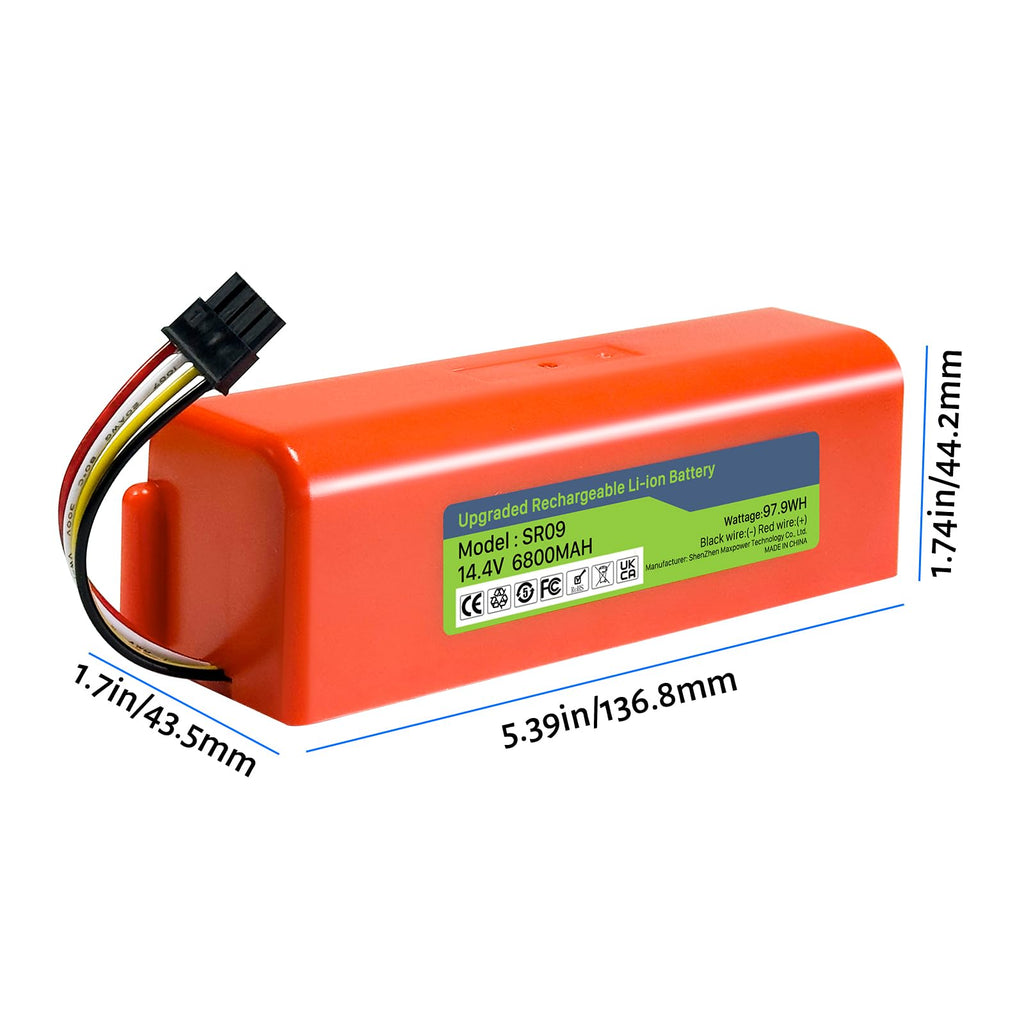 TQTHL Battery for Xiaomi Roborock S5, S5 Max, S50, S6, S6 MaxV, S7, Q7 Max V Ultra Pure, Q5 Q5 Max Q5 Pro, Brr-2p4s-5200s, Mijia 1st and 2nd Generation Robot Hoover（Not for Roborock Qrevo ）