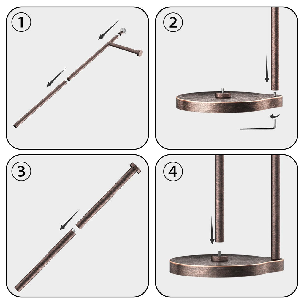 KASUNTO Toilet Paper Holder for Bathroom, Heavy Weighted Metal Free Standing Toilet Paper Storage with Crystal Ball, Toilet Paper Stand for Bathroom Accessories, Oil Rubbed Bronze [Holds MEGA Rolls]