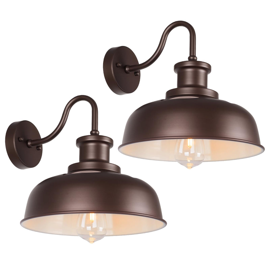 Diyel Solar Barn Lights for Outside, Outdoor Wall Light Solar Powered, Farmhouse Exterior Wall Sconce, Industrial Outside Lighting Fixture, Rustic Bronze White Lanterns for Barn Shed Coop Garage Patio