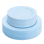 FLOWERCAT 60PCS Light Blue Heavy Duty Plastic Disposable Party Plates Set – 30pcs 10.25″ Dinner & 30pcs 7.5″ Dessert Plates – Durable Blue Tableware for Easter Parties, Wedding, BBQ & Baby Shower