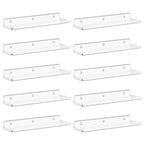 Lifewit Floating Shelves for Wall, Acrylic Display Shelf Wall Mounted for Figure, Car, Art, Book, 14" Perfume Organizer for Bathroom, Bedroom, Living Room, Nursery, Home Decor, Clear, 10 Pack
