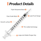 100 Pack 1 ml/cc 31 G 5/16 Inch Syringe, Individually Packed